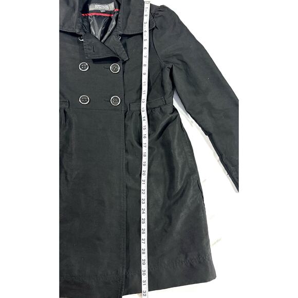Kenneth Cole Reaction Women’s Black Double Breasted Trench Coat Medium - Picture 2 of 10